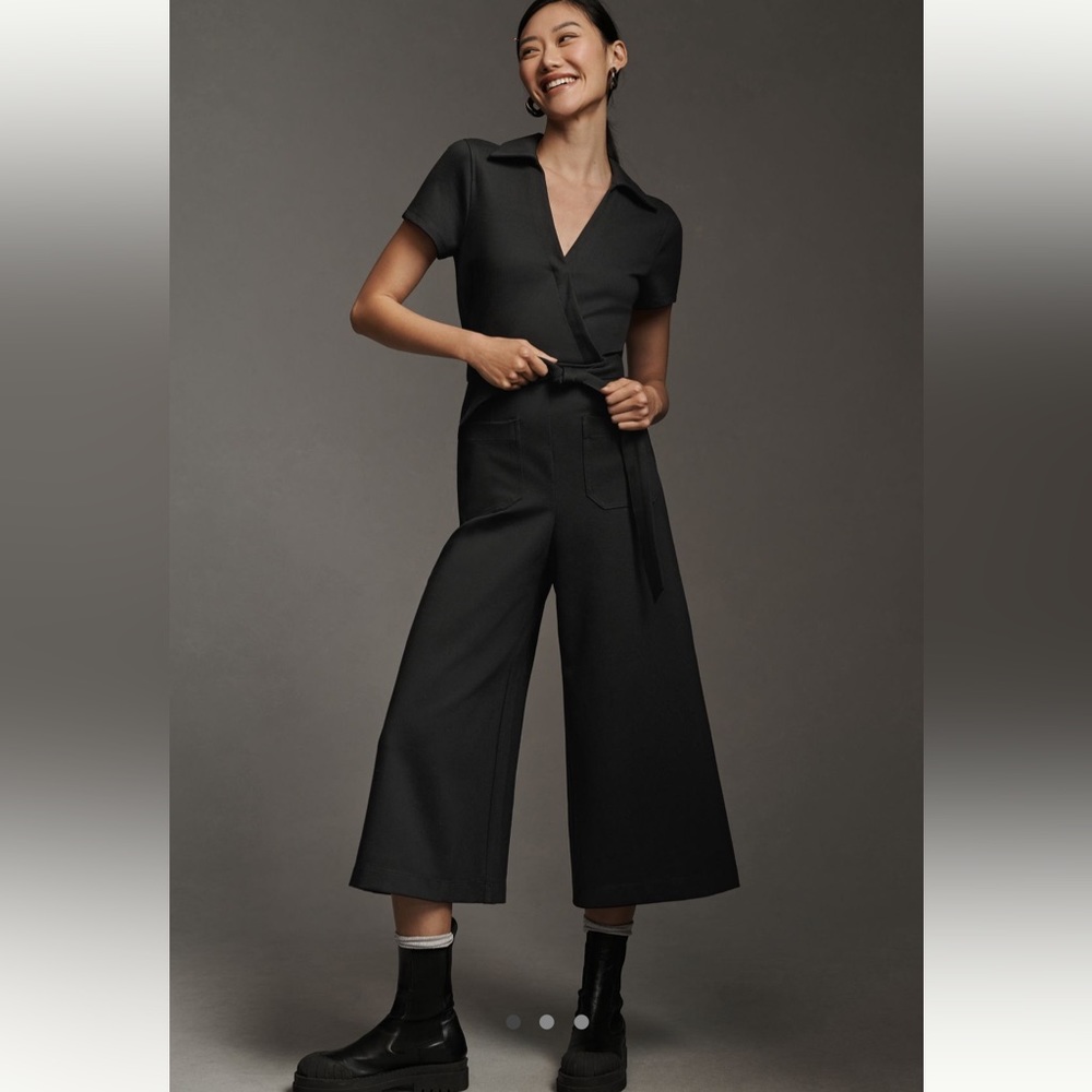 Anthropologie Maeve Wrapped Culotte Ponte Jumpsuit